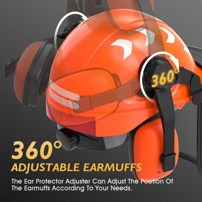 TOOLIOM Chainsaw Helmet with Face Shield and Ear Muffs, Forestry Safety Helmet, ANSI Z89.1 Certified Arborist Helmet, Chainsaw Safety Equipment (with Anti-Fog Goggles) - Image 4